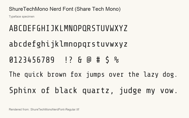 Typeface specimen rendered from the distributed font