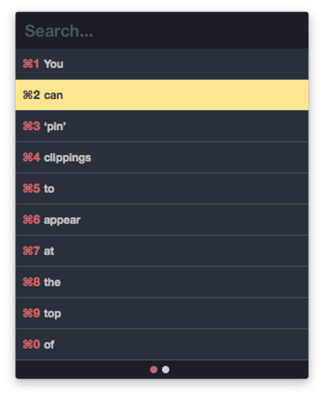 CopyClip 2 historical guide: searchable clipboard history with shortcuts; exact version unknown.