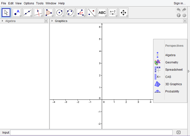 GeoGebra 5.0 の過去のデスクトップ画面の一部（公式クイックスタートガイド）
