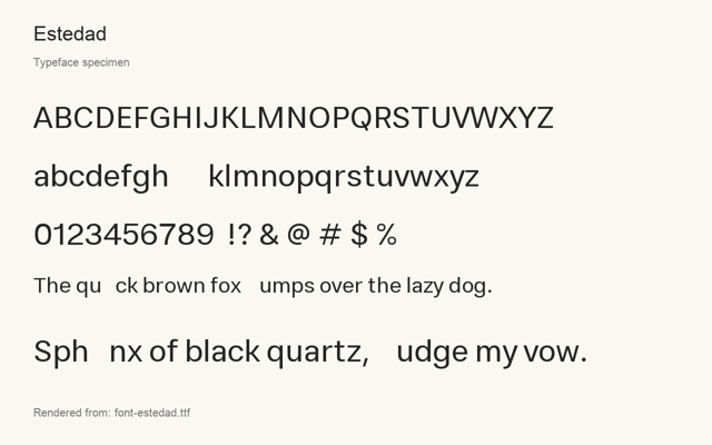 Typeface specimen rendered from the distributed font