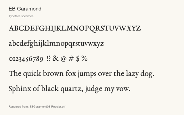 Typeface specimen rendered from the distributed font