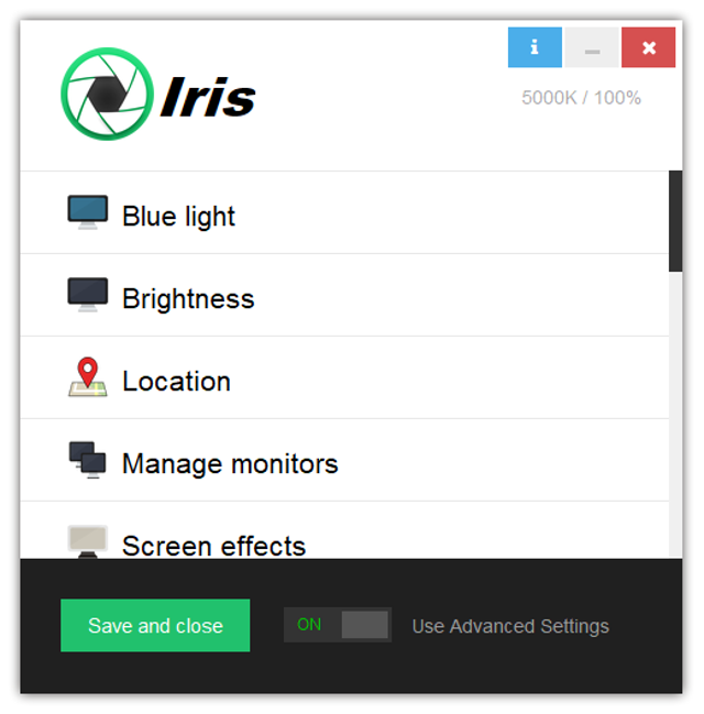 Official Iris interface on Windows.