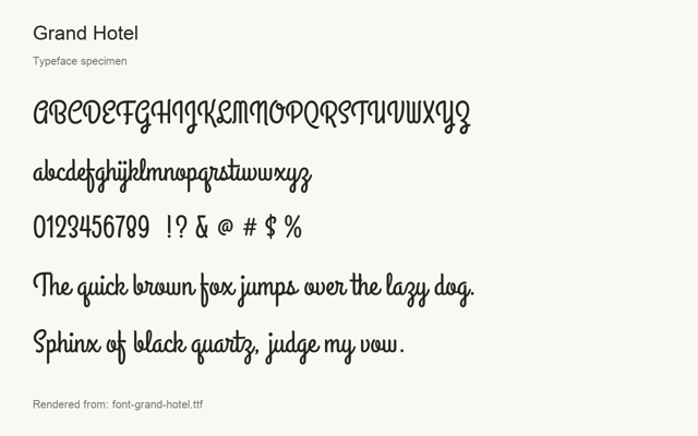 Typeface specimen rendered from the distributed font