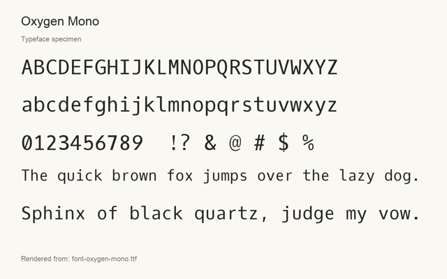 Typeface specimen rendered from the distributed font