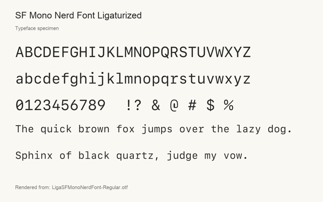 Typeface specimen rendered from the distributed font