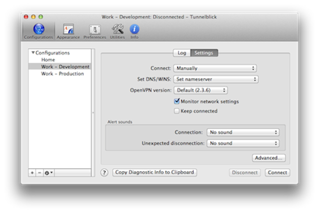 Tunnelblick для Mac — исторический пример настроек из официальной справки 2015 года