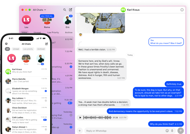 Official Beeper desktop and mobile chat interfaces.