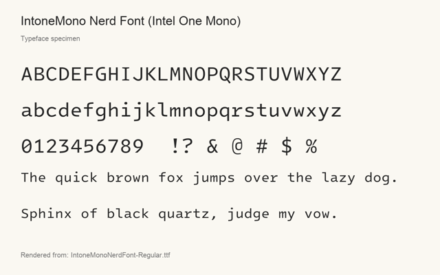 Typeface specimen rendered from the distributed font