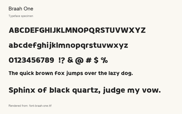 Typeface specimen rendered from the distributed font