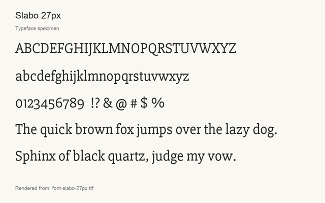Typeface specimen rendered from the distributed font