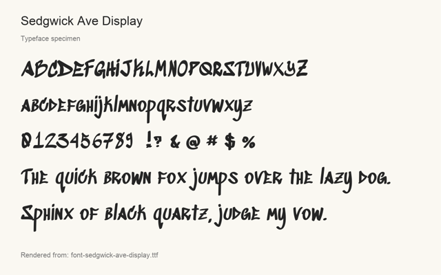 Typeface specimen rendered from the distributed font