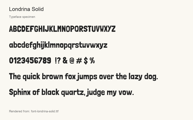 Typeface specimen rendered from the distributed font