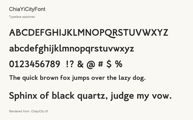 Typeface specimen rendered from the distributed font