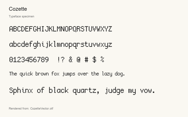 Typeface specimen rendered from the distributed font