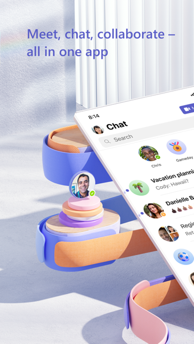 Ejemplo promocional oficial de App Store de la interfaz de chat del iPhone; no es el cliente de Mac ni la compilación actual de Mac.