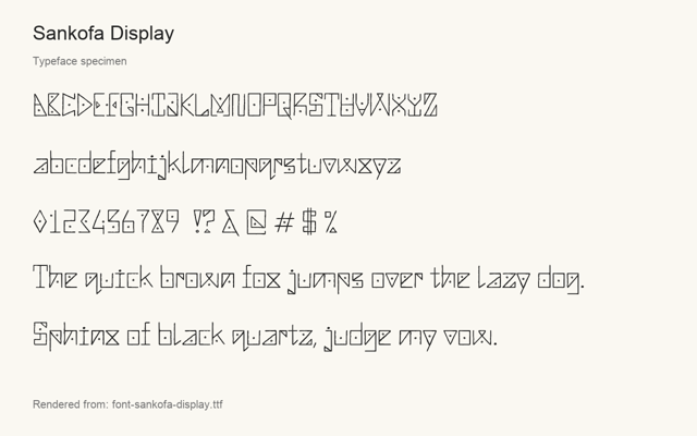 Typeface specimen rendered from the distributed font