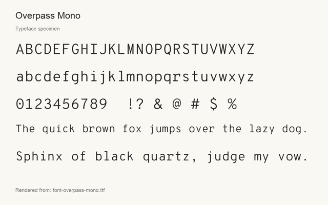 Typeface specimen rendered from the distributed font
