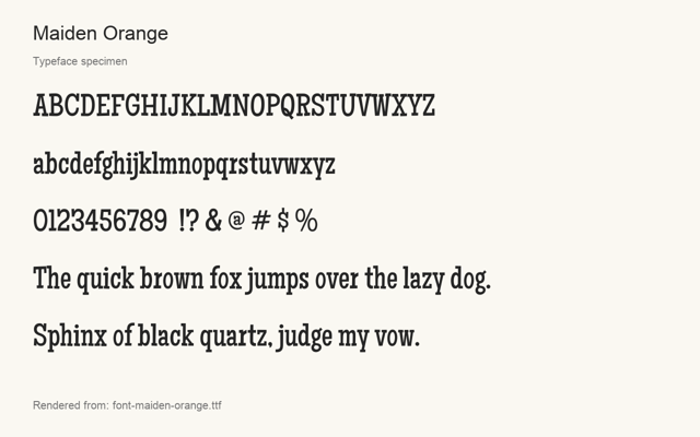 Typeface specimen rendered from the distributed font