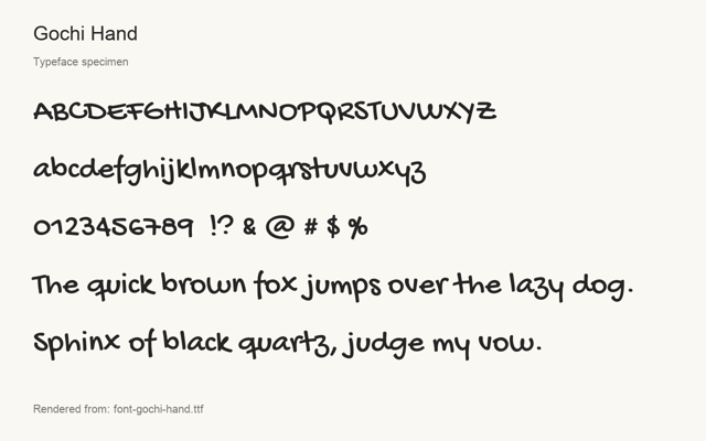 Typeface specimen rendered from the distributed font