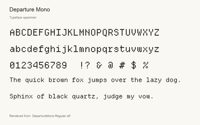 Typeface specimen rendered from the distributed font