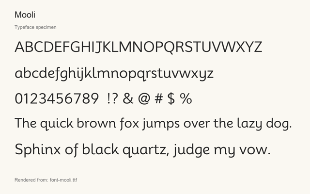 Typeface specimen rendered from the distributed font