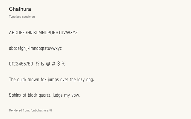 Typeface specimen rendered from the distributed font
