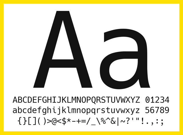 Official Hack font specimen: letterforms, numerals, and punctuation; not an application interface.