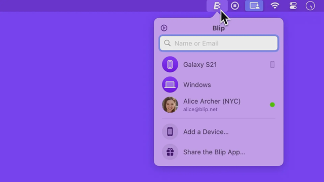 Official Blip video poster showing the device and contact menu.