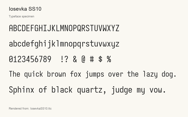 Typeface specimen rendered from the distributed font