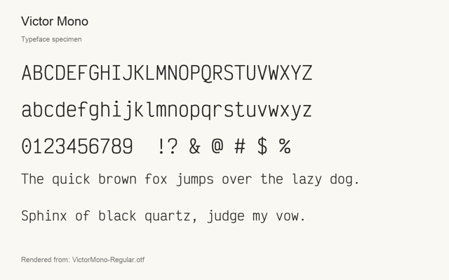 Typeface specimen rendered from the distributed font
