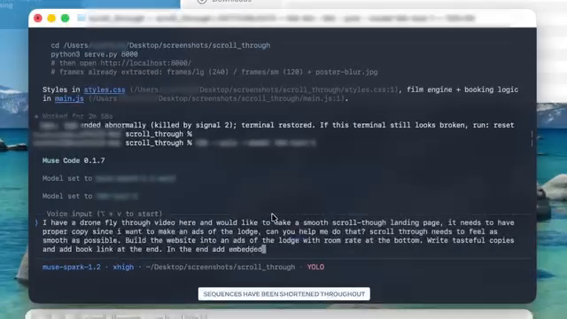 Official launch demo at 12 s: Muse Code 0.1.7 terminal on macOS. Historical, shortened demo; not current 1.4.3.