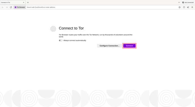 Official desktop manual example of Tor Browser's Connect to Tor screen; platform and exact version unspecified.