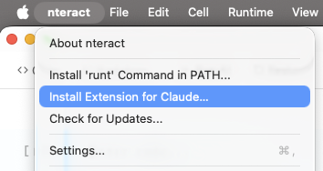 nteract for Mac — official application menu example