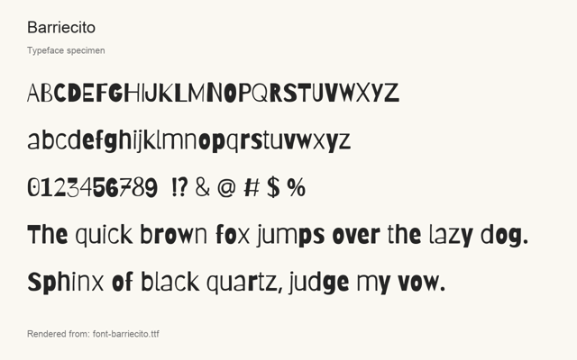 Typeface specimen rendered from the distributed font