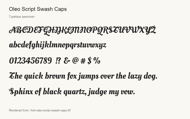 Typeface specimen rendered from the distributed font