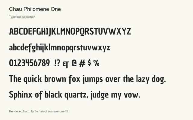Typeface specimen rendered from the distributed font