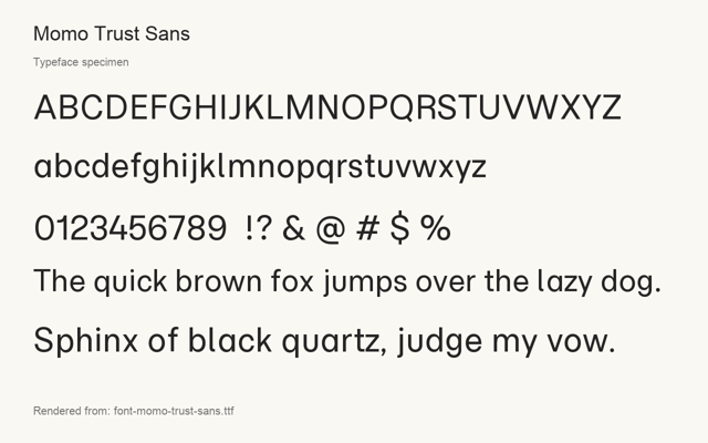 Typeface specimen rendered from the distributed font