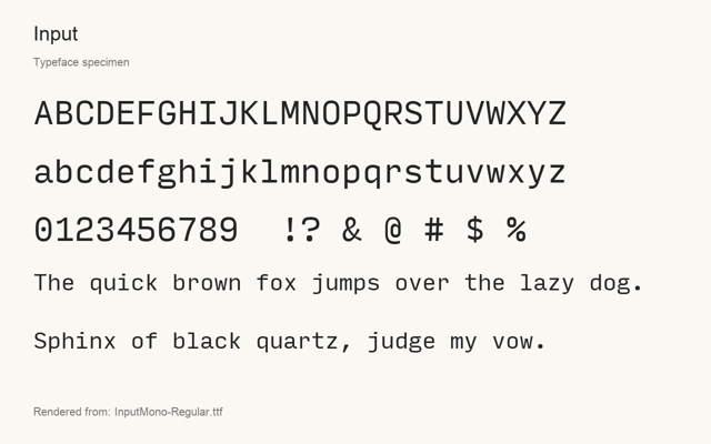 Typeface specimen rendered from the distributed font