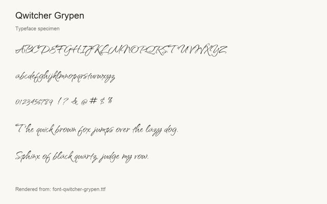 Typeface specimen rendered from the distributed font