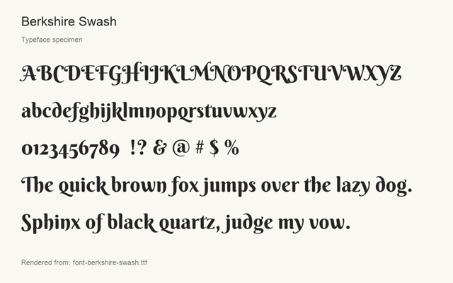 Typeface specimen rendered from the distributed font