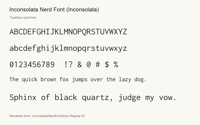 Typeface specimen rendered from the distributed font