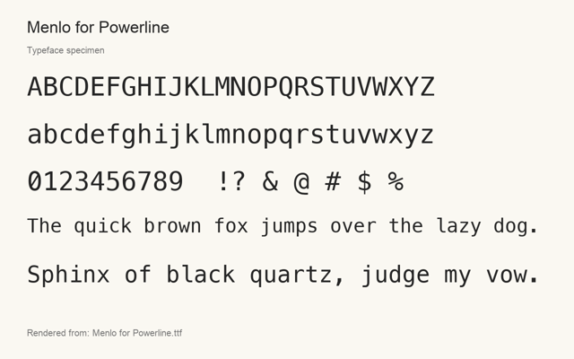 Typeface specimen rendered from the distributed font