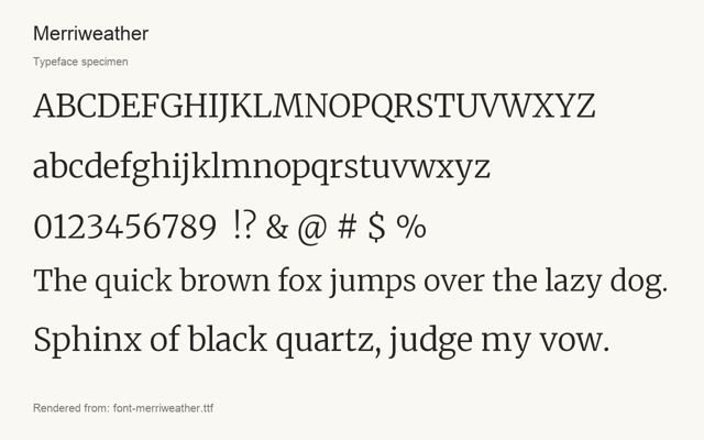 Typeface specimen rendered from the distributed font