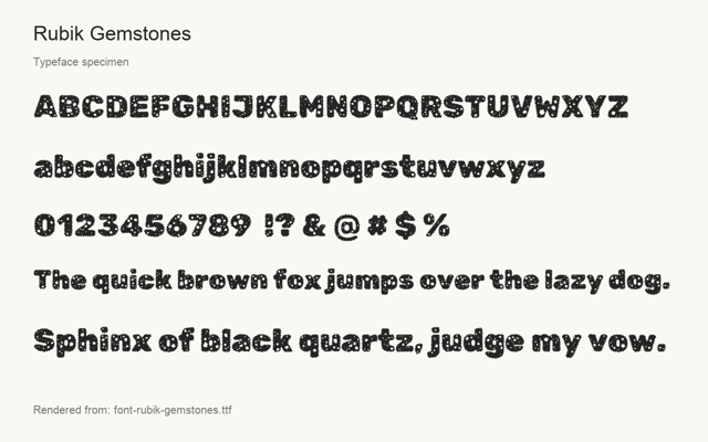 Typeface specimen rendered from the distributed font