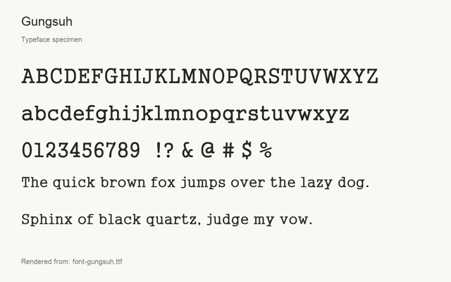 Typeface specimen rendered from the distributed font