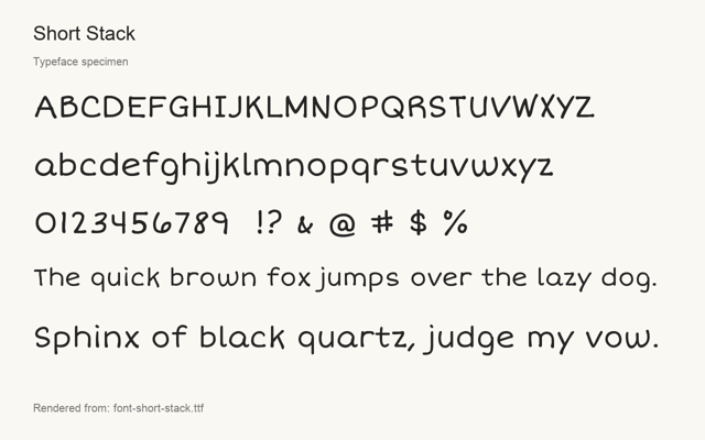 Typeface specimen rendered from the distributed font