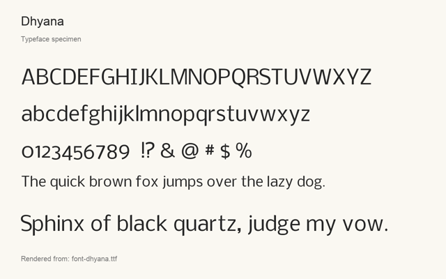 Typeface specimen rendered from the distributed font