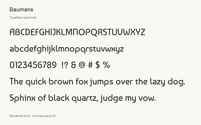 Typeface specimen rendered from the distributed font