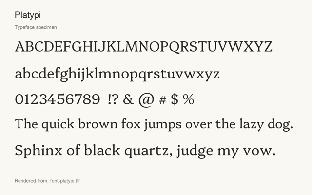 Typeface specimen rendered from the distributed font