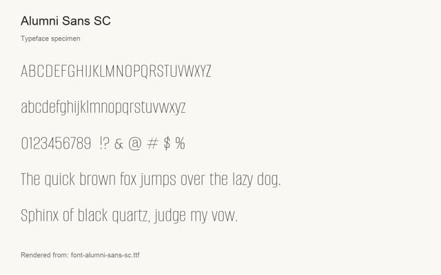 Typeface specimen rendered from the distributed font